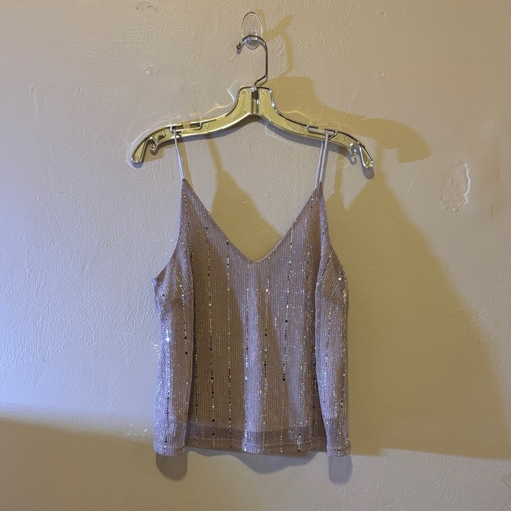 Sweet Rain Glittering Spaghetti Strap Camisole - Silver